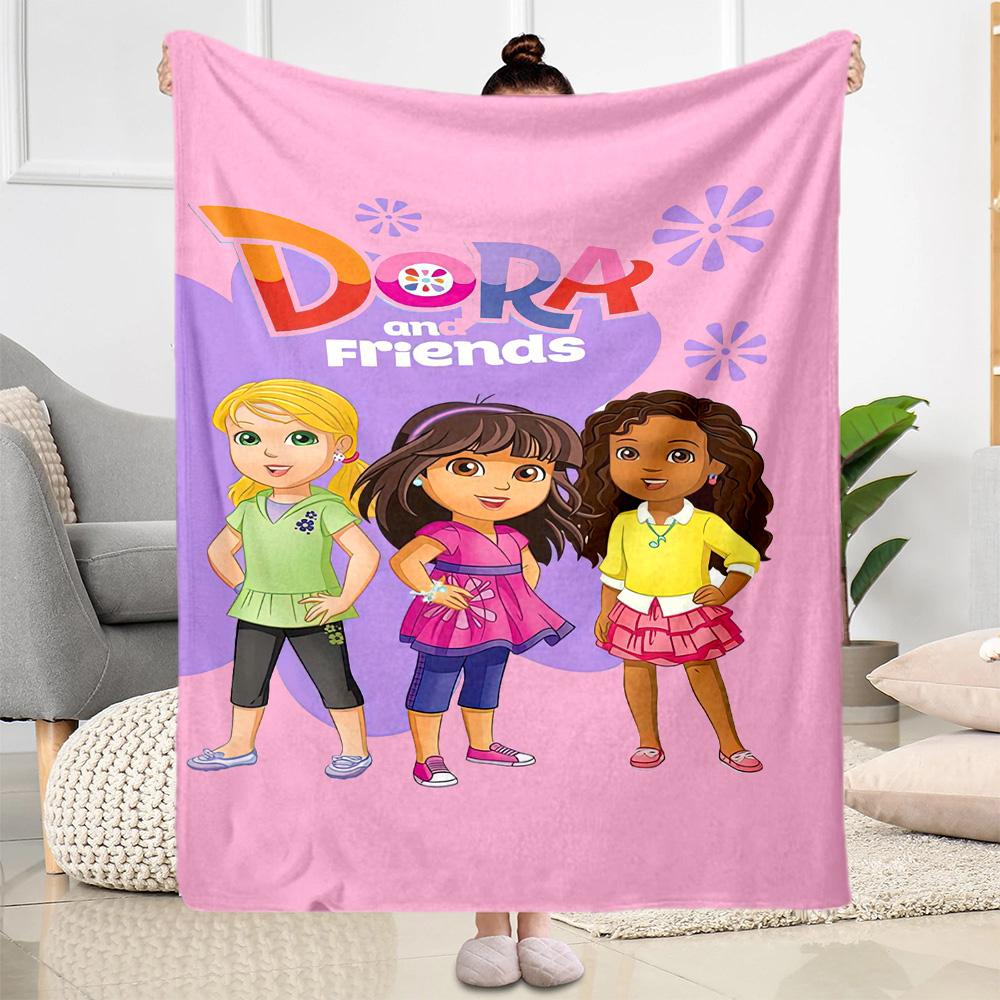 Dora Explorer Blanket Soft Warm Cozy Great for Office Picnics Livingroom All-Season Use Playful Design Ideal Gift For Birthday Valentine'S Day