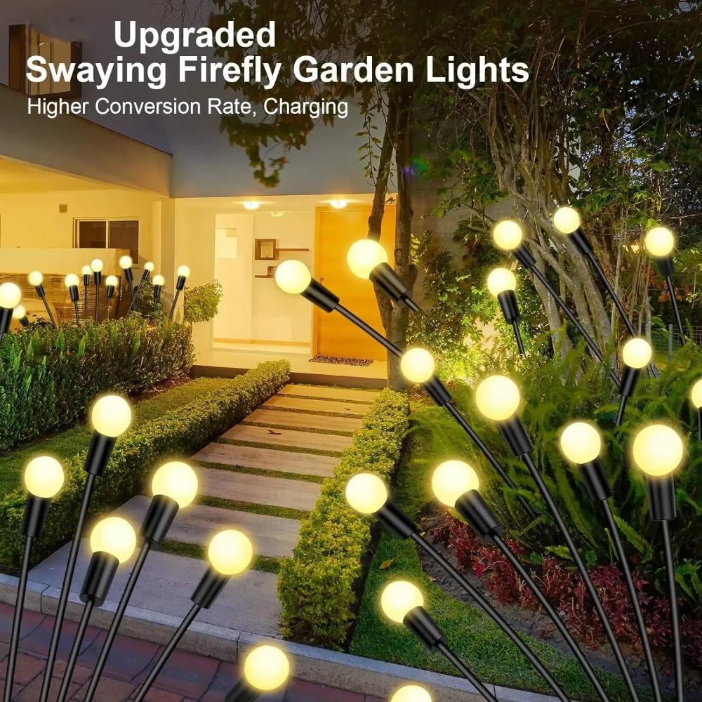Solar Firefly Lights with 6/8/10 LEDs Starlight Swaying Garden Landscape Ambiance Lights for Patio Trail Outdoor Decor