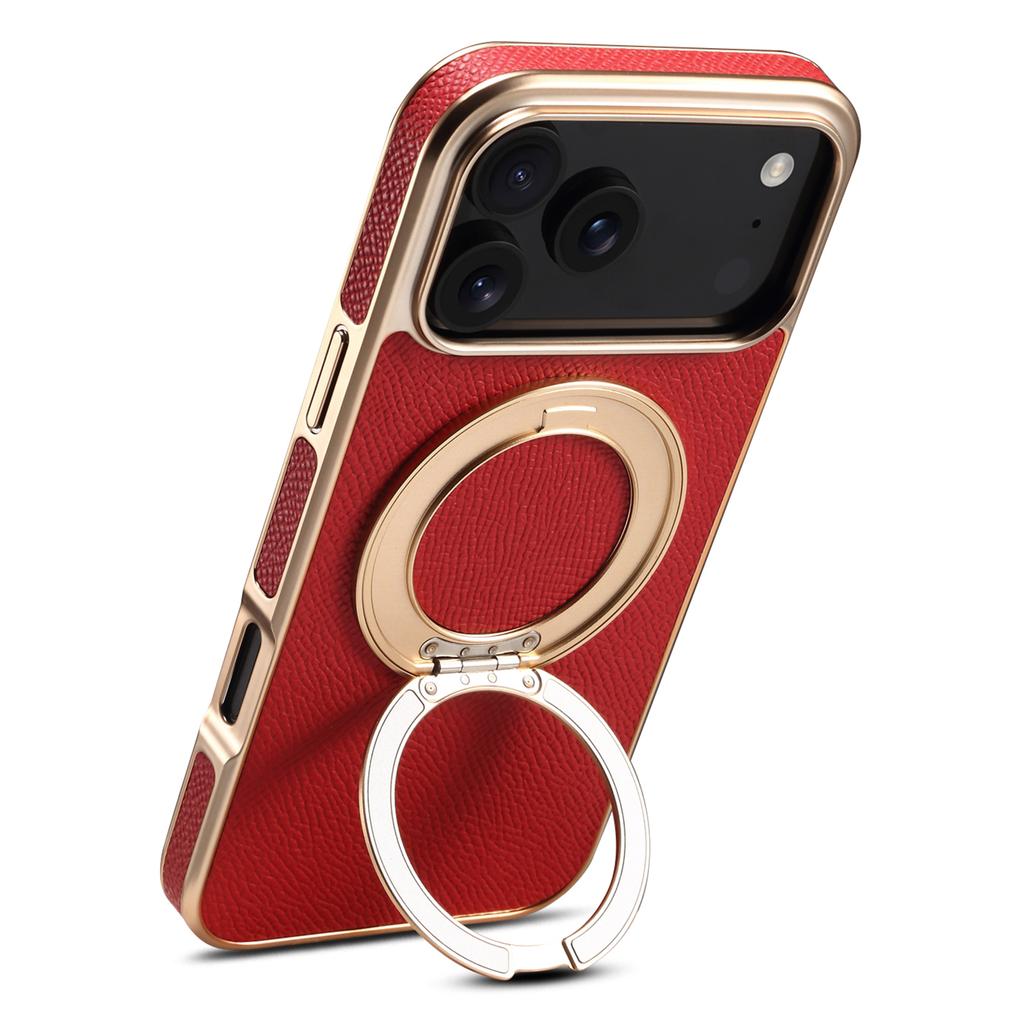 Pouzdro s výklopným stojánkem pro iPhone 17 Pro Zadní kryt z pravé hovězí kůže Kompatibilní s MagSafe