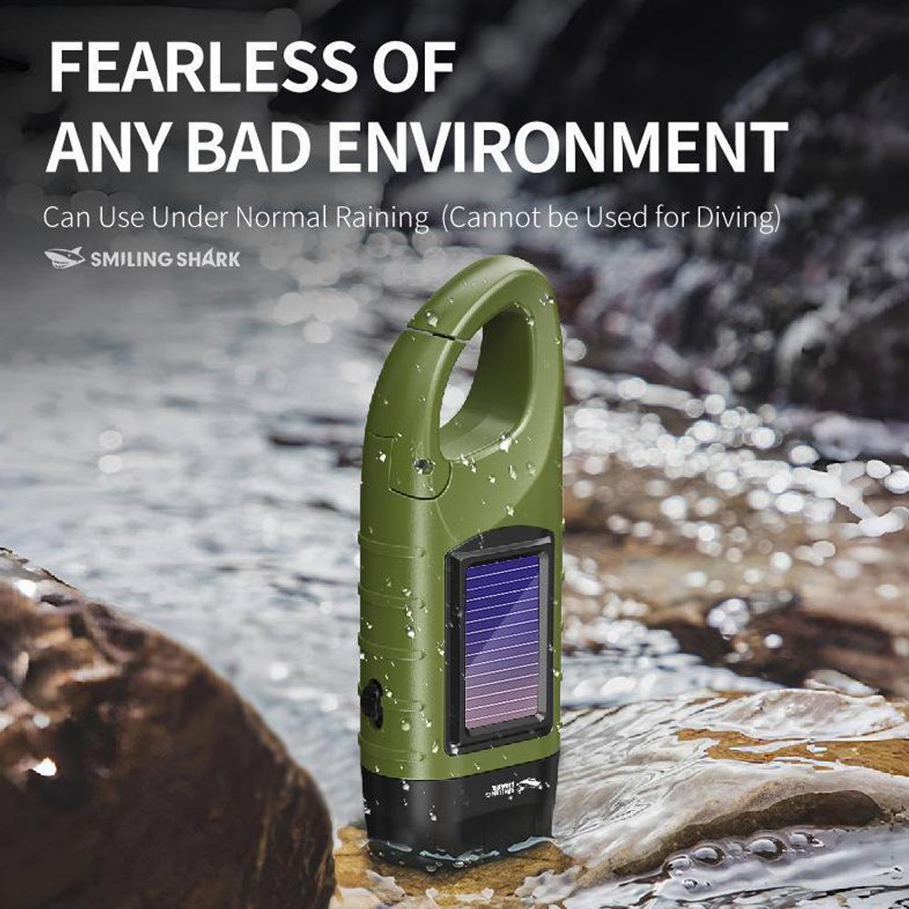 LED Flashlight Hand Crank Solar Powered Rechargeable Survival Gear Self Powered Charging Torch Dynamo for Fishing Boating Hiking