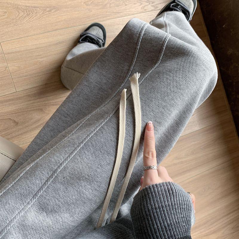 Jednoduché sportovní kalhoty pro ženy na jaro a podzim s vysokým pasem, volné, rovné, ležérní tepláky se širokými nohavicemi, banánové kalhoty