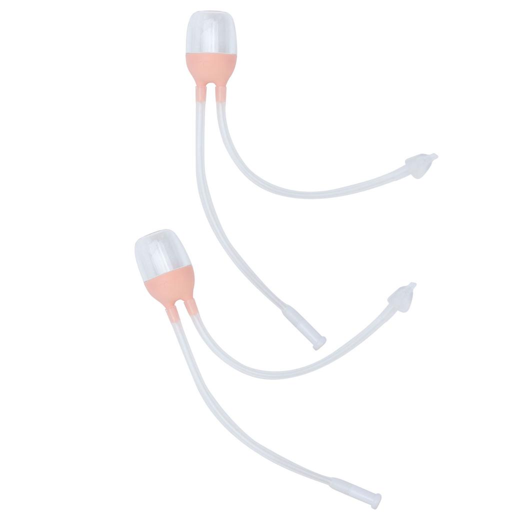 2pcs Infant Nasal Aspirator Soft Silicone Baby Snot Cleaning Nasal Sucker Nose Care ToolsPink
