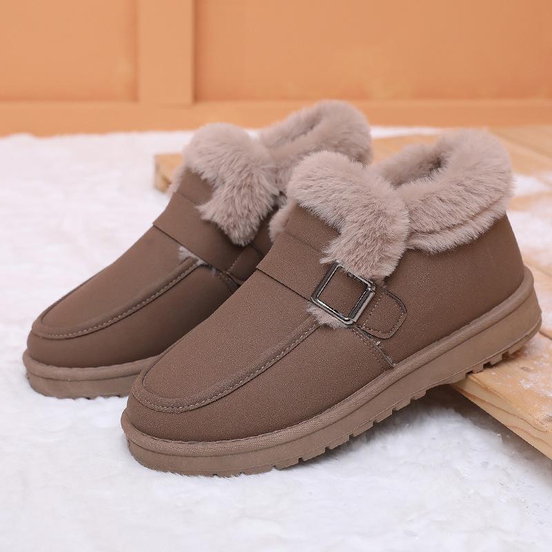 Women's Winter Warm Snow Boots Fuzzy Faux Suede Walking Shoes for Women Casual Anti-Slip Comfortable Workout Short Booties With Faux Fur Lined