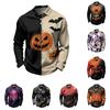 Men's Quick Dry Mesh Golf Shirt Long Sleeve Halloween Print Performance Top