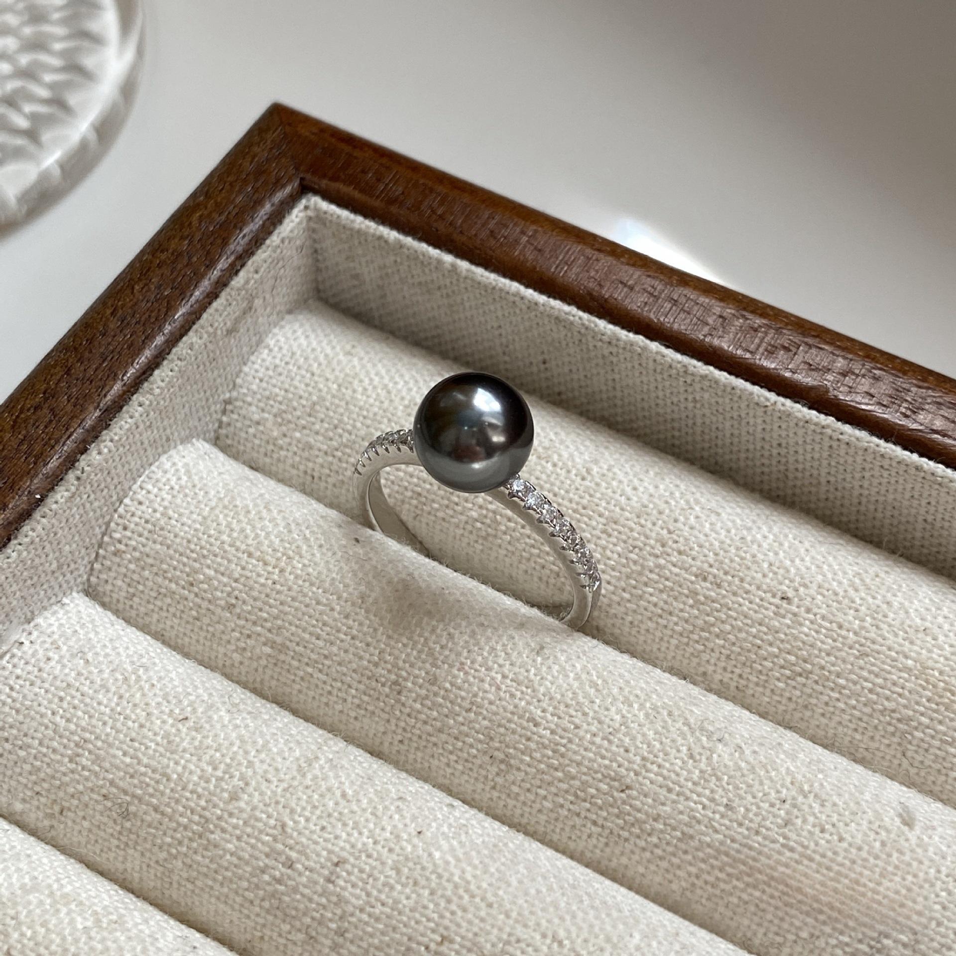 

925 Sterling Silver White Golden Gray Pearl Open Rings For Women Wedding High Quality Jewelry Wholesale Accessories Jewellery сірий колір