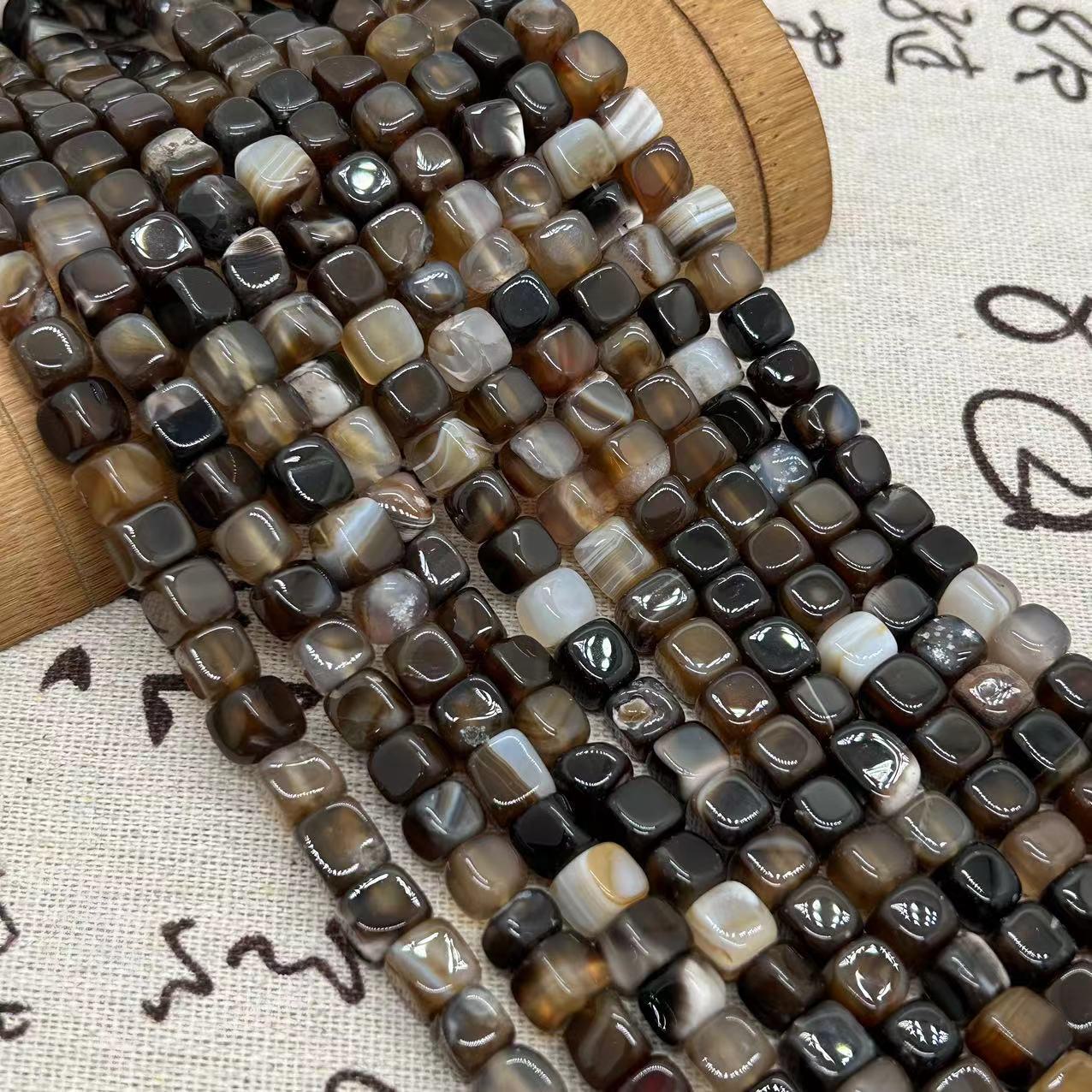 

Красочные бусины из агата в форме куба с рисунком дракона для самодельных украшений, бусины ручной работы Agate кофейный