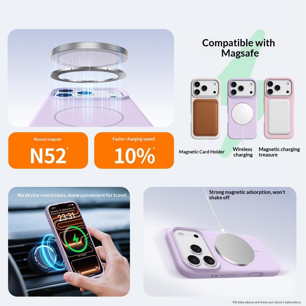 For iPhone 17 Pro Max Magnetic Case Skin-Friendly Liquid Silicone + PC Phone Cover Compatible with MagSafe