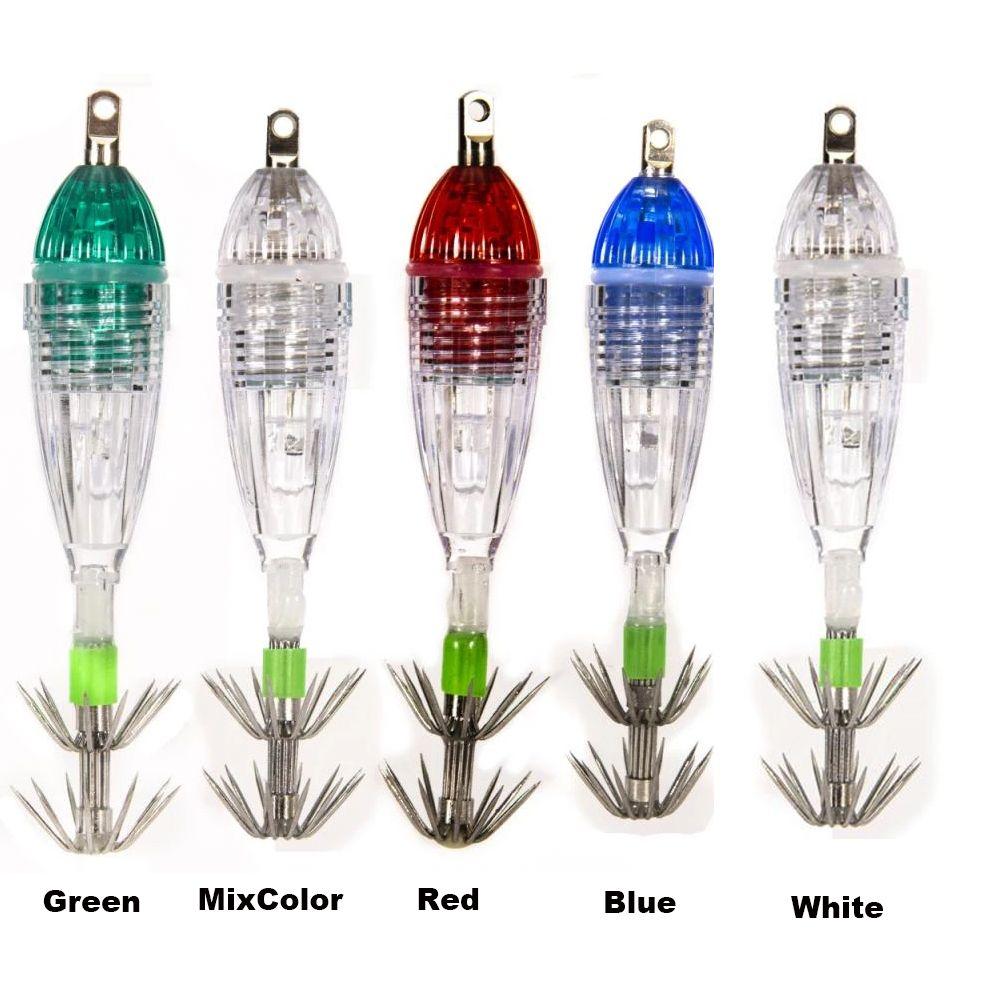 Diamond Shape Deep  Drop Underwater Fishing Squid LED Lure Light with hook Bass Spoon Flash Lamp