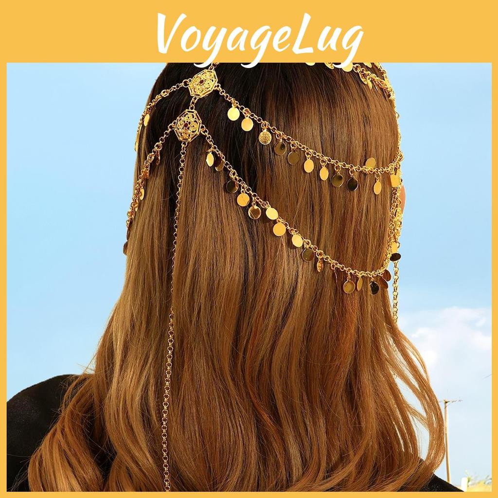 Eastern Middle Inspired Head Chain With Multilayer Circles For Women Occasion