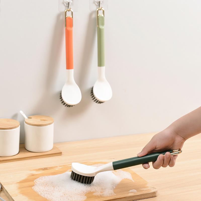 Long-Handle Kitchen Pot and Dish Cleaning Brush for Oil and Stain Removal