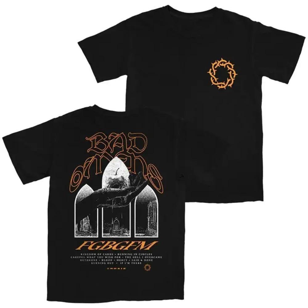 Bad Omen Kapela Metalcore Rock Americký Vintage Volný Ležérní Potisk Krátký Rukáv Unisex Letní Móda Tričko s Kulatým Výstřihem