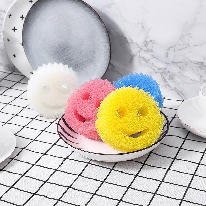 Douyin Smiley Magic Cleaning Sponge – Loofah-Style Honeycomb Kitchen Dish Sponge