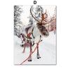 Cuadro de paisaje de invierno, pintura en lienzo, arte de pared, pino, coche rojo, casa de pino, árbol, póster e impresión para decoración del hogar, regalo de Navidad