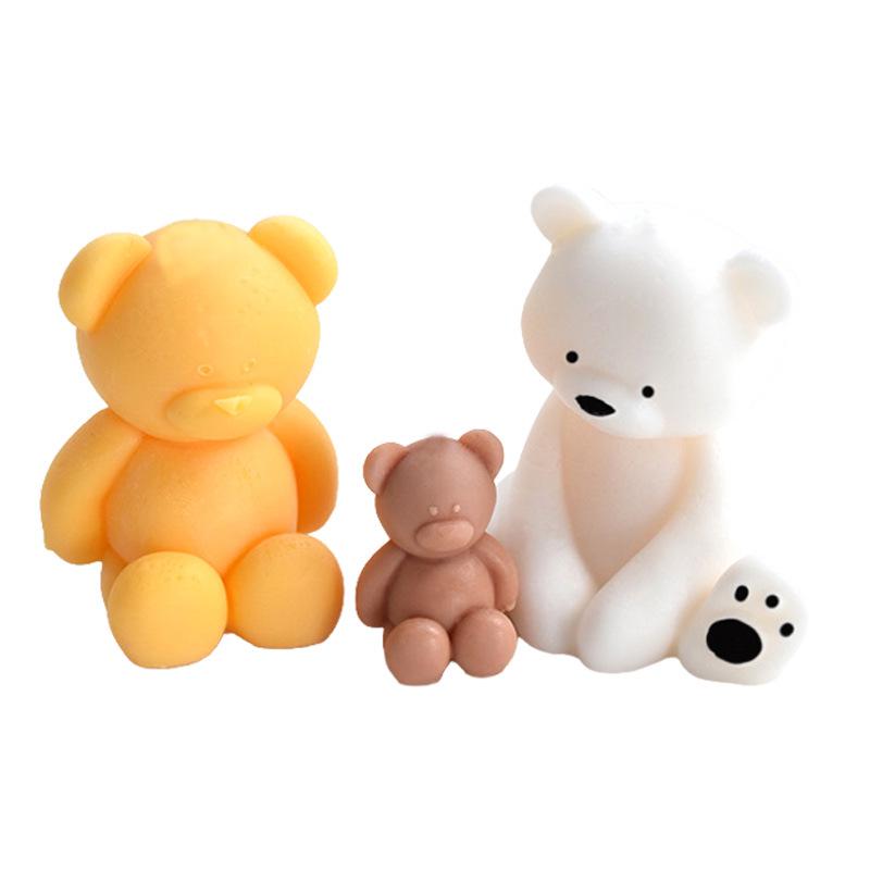 Handmade Creative Sitting Teddy Bear Silicone Candle Mold for Ornament or Aroma Stone Plaster.