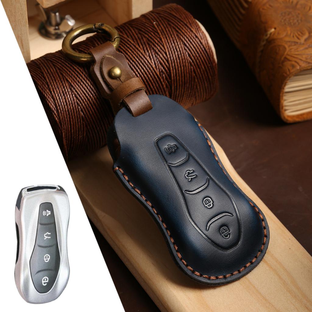 Suitable for Geely Key Case Pure Handmade Top Layer Cowhide Leather Key Protector Car Handmade Leather