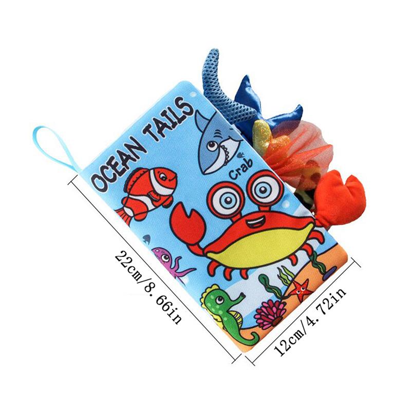 Yumuşak Bebek Kitabı Hayvan Kuyrukları Oyuncak Dokun ve Hisset Kırışık Kumaş Kitap Bebek Oyuncak Toksik Olmayan Kumaşlarla Bebek Duş Hediyesi
