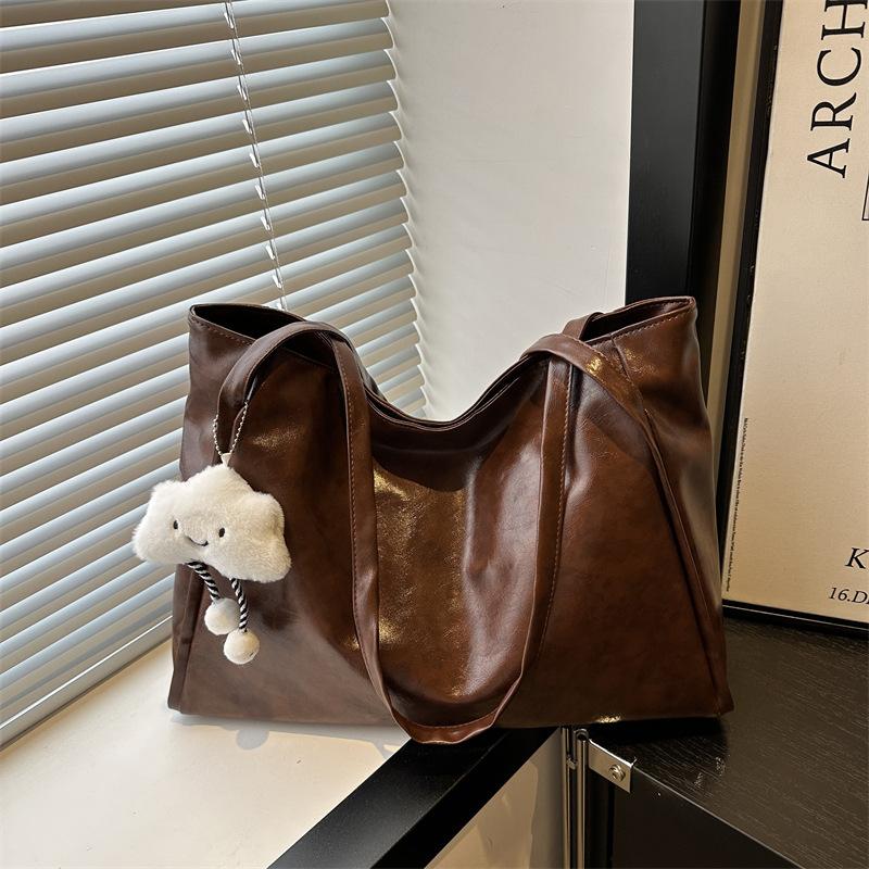 Tote bag large capacity summer new solid color casual simple versatile portable shoulder armpit bag commuter bag