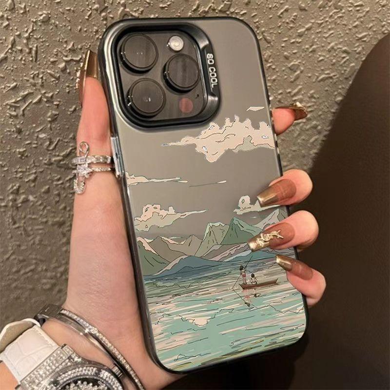 Chihiro Sailing Poster Colored Silver Case for Apple 16/15/14 Pro Mobile Phone Case 15promax13/12/11X
