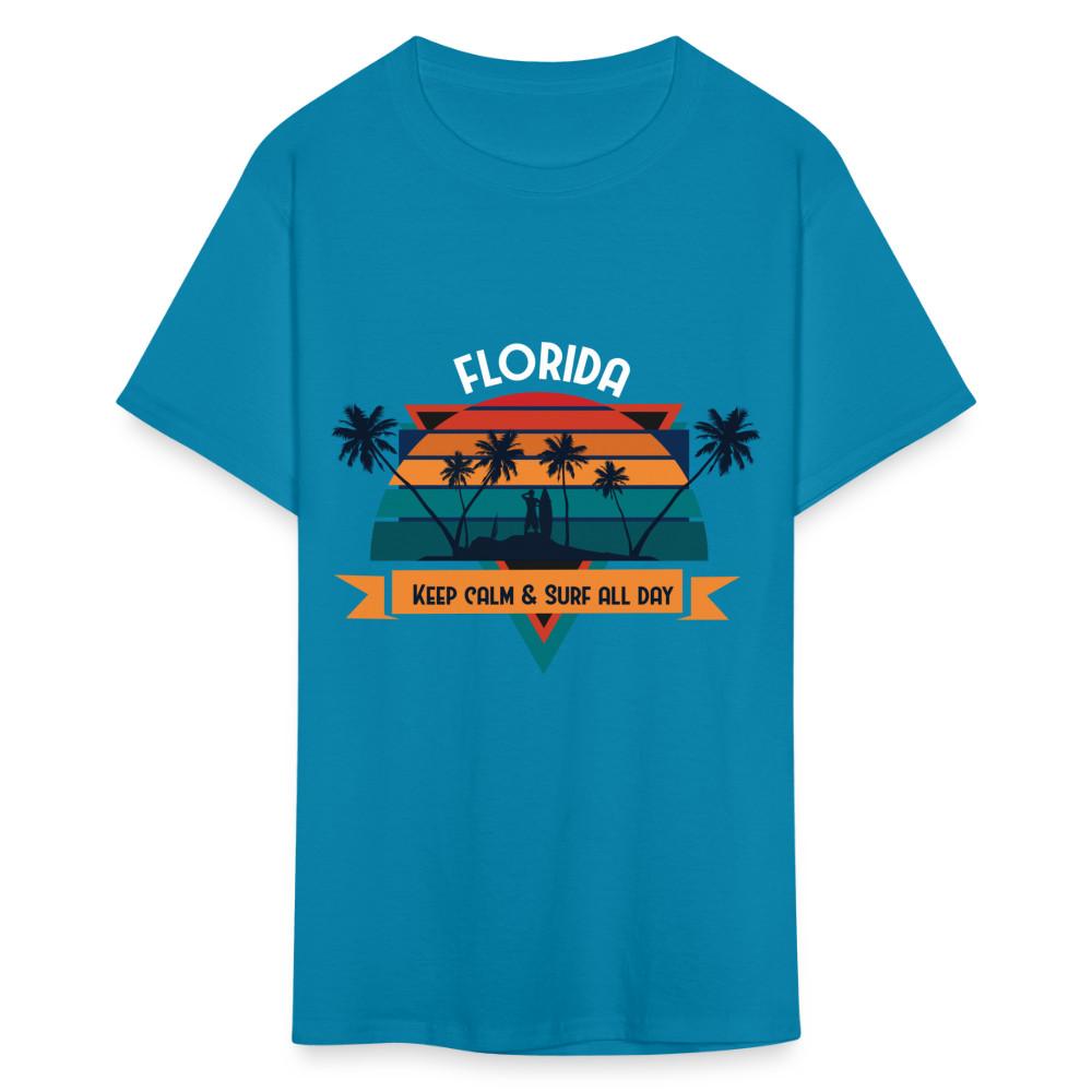 Florida Keep Calm and Surf All Day shirt Surfboard Surfing Sunset T-Shirt S-6XL