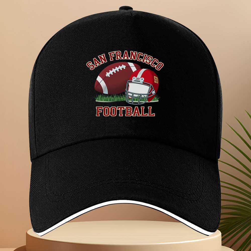 San Francisco Football Helmet Graphic Baseball Cap Adjustable Polyester Sporty Hat Casual Outdoor Travel Accessory