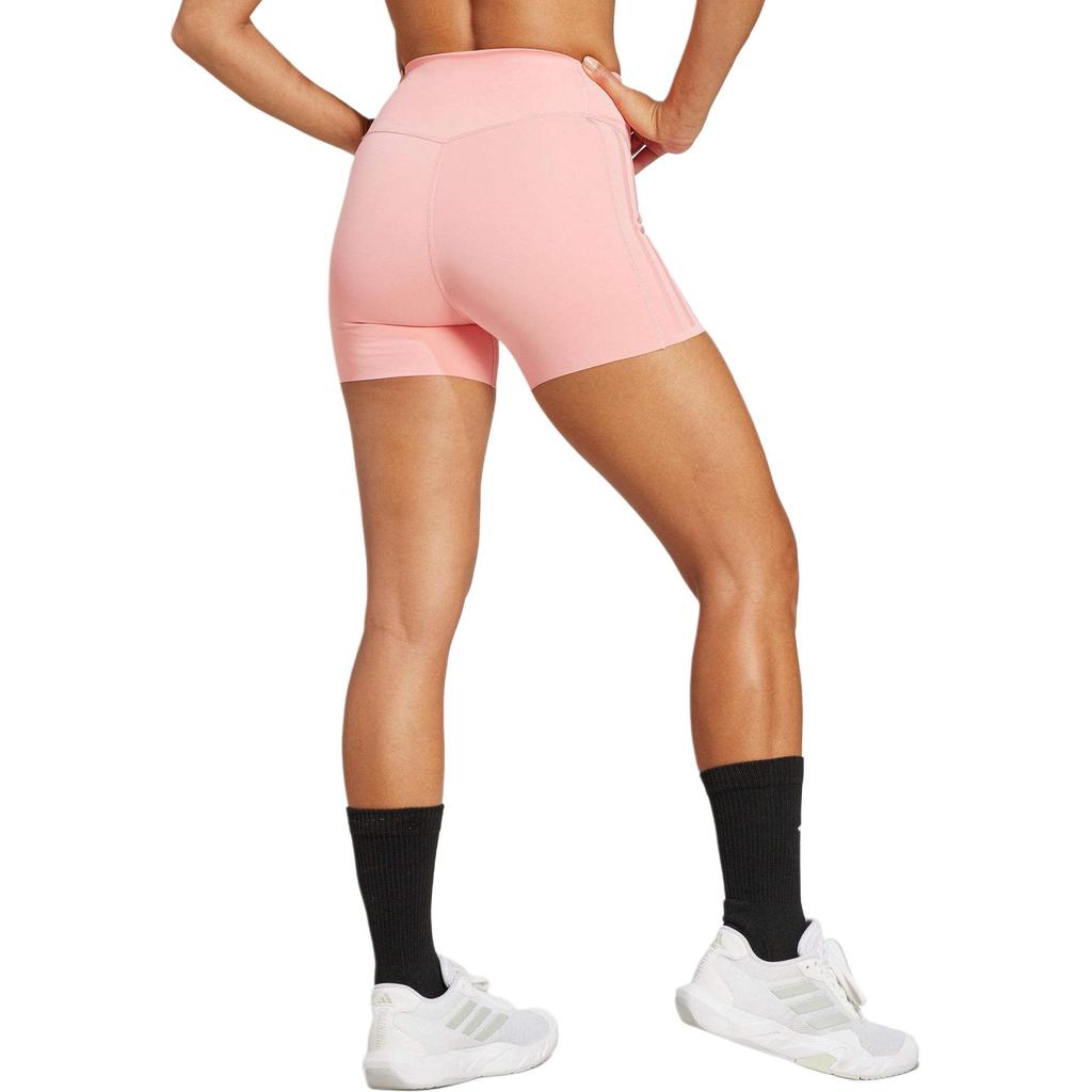 Adidas High-Waist Solid Color Training Shorts Women Bottoms Pink IK5481