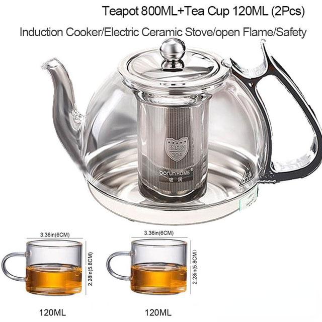 Induction Cooker Heat Resistant Glass Teapot Electromagnetic Furnace Multifunctional Filter pot Gas Stove Kettle Tea set
