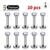 10Pcs ASTM F136 Titanium 18G/16G Internal Teeth Labret Stud CZ Cartilage Earring Helix Tragus Nose Stud Piercing