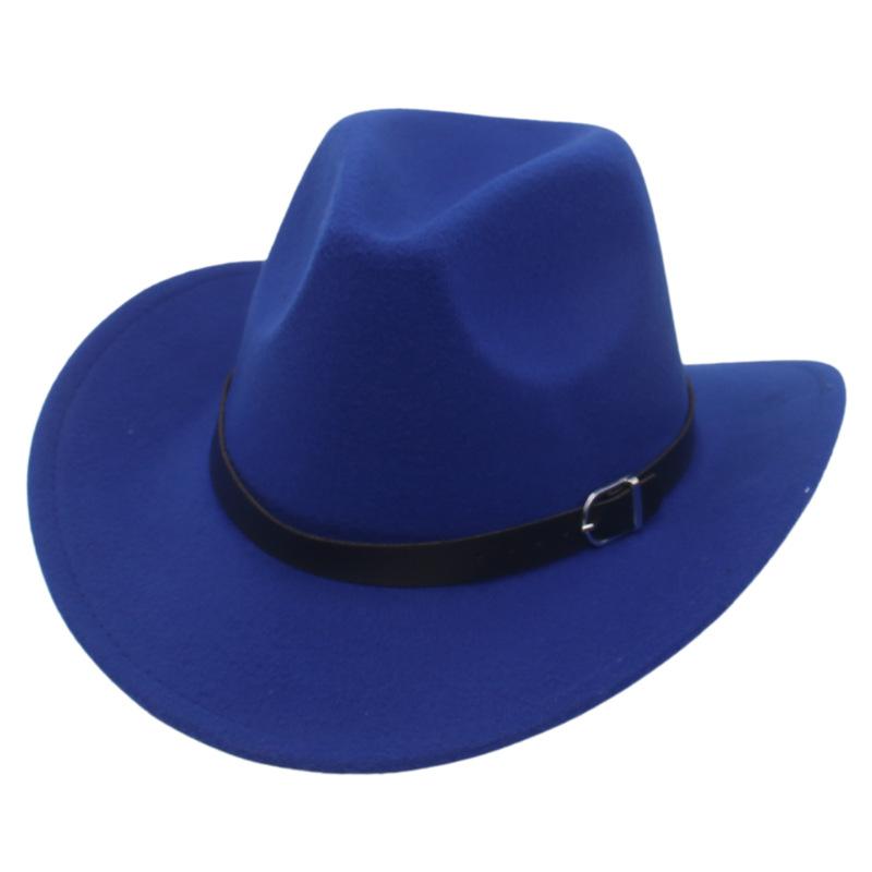Small Belt Western Cowboy Hat With Upturned Edge And Buckle Accessories Felt Hat Tibetan Ethnic Style Wear Performance Jazz Hat