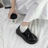 Summer Small Leather Shoes Women's Autumn New Student Retro Single Shoes Black Lace-up Casual