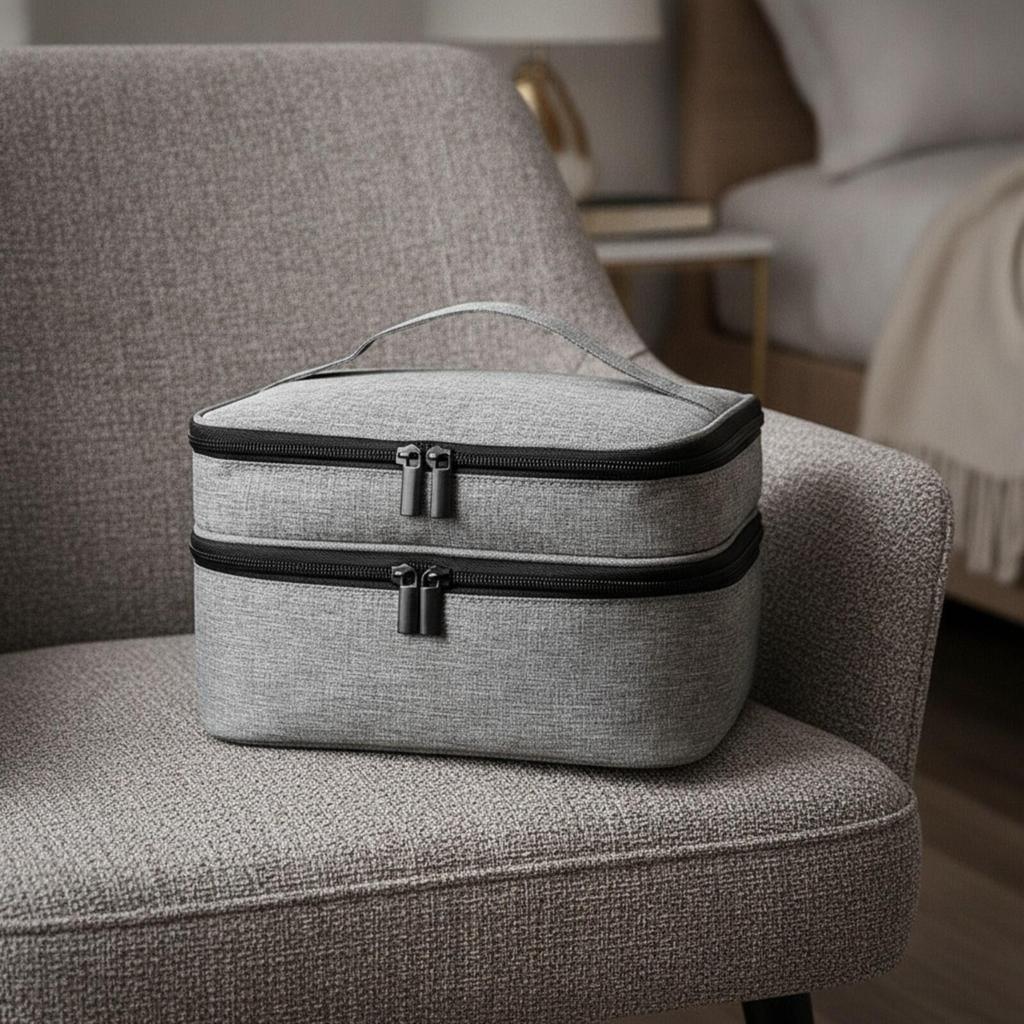 Cosmetic Bag with Carry Handle | Portable, Lightweight, Multi-Compartment Nail