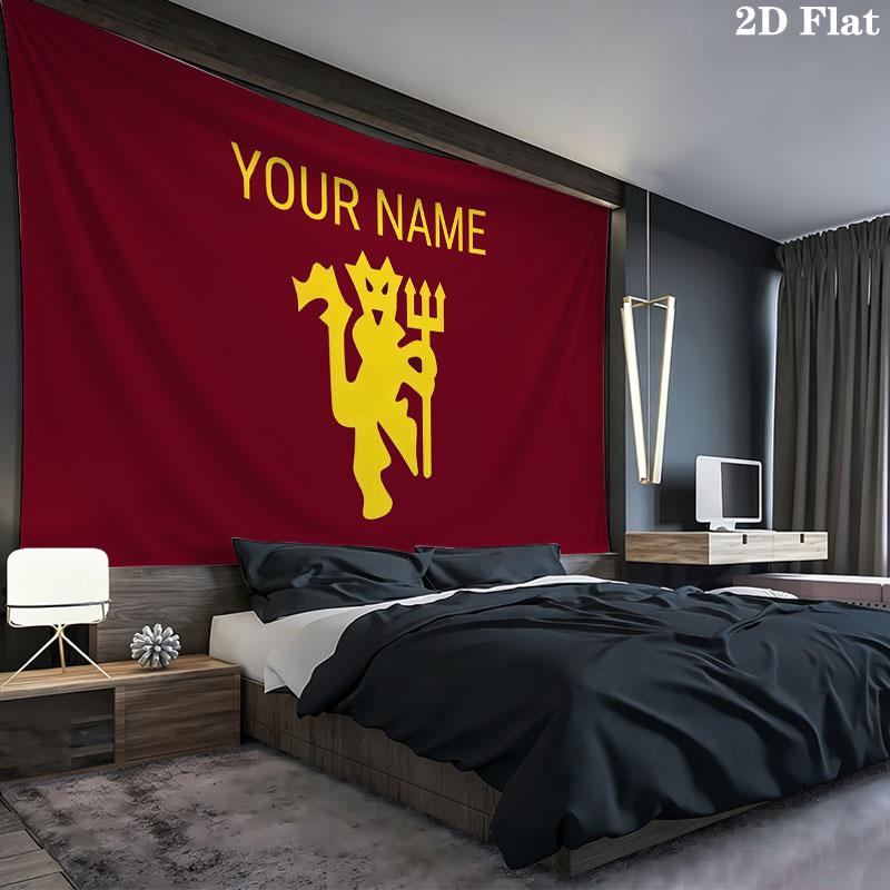 Custom Name,Man Utd Wall tapestry, aesthetic printed fabric blanket, suitable for bedroom, living room, and home decor.