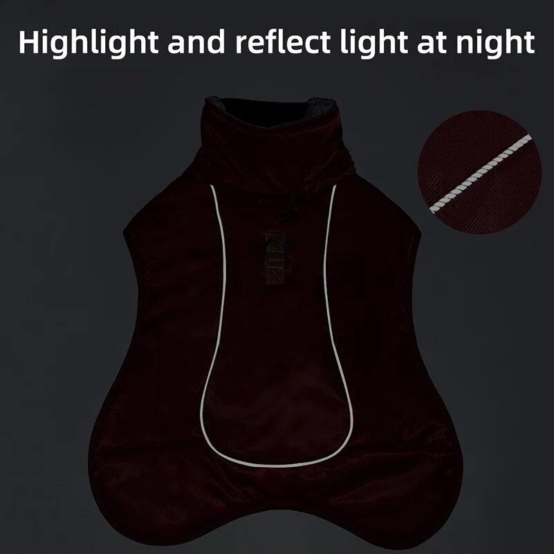 Duże Ubrania dla Psa Wiatroodporne Grube Ciepłe Ubrania dla Psa Zwierzęcia Odblaskowy Płaszcz dla Szczeniaka Mops Labrador Francuski Yorkies Kurtka Kostiumy