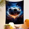 "Fiery Soccer Ball in Action Scene" Patterned tapestry home decor, suitable for bedroom and living room, gift