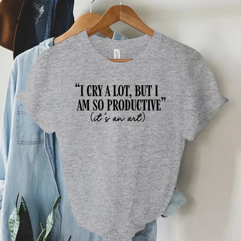 I Cry A Lot But I Am So Productive Tshirt Womens Mental Health Tshirt TTPD Music Positive Tops Tees Funny Letters Women Tshirt
