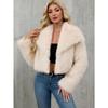 Winter Damen Kunstpelz Warm Übergroß Cropped Blaue Jacke Mantel