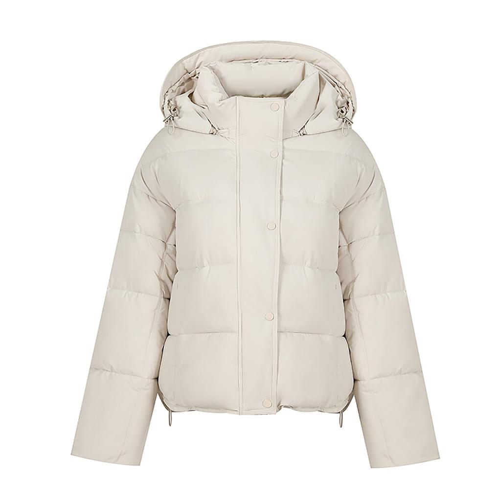 Ladies' Fashionable Solid Color Long Sleeved Loose Warm Hooded Jacket