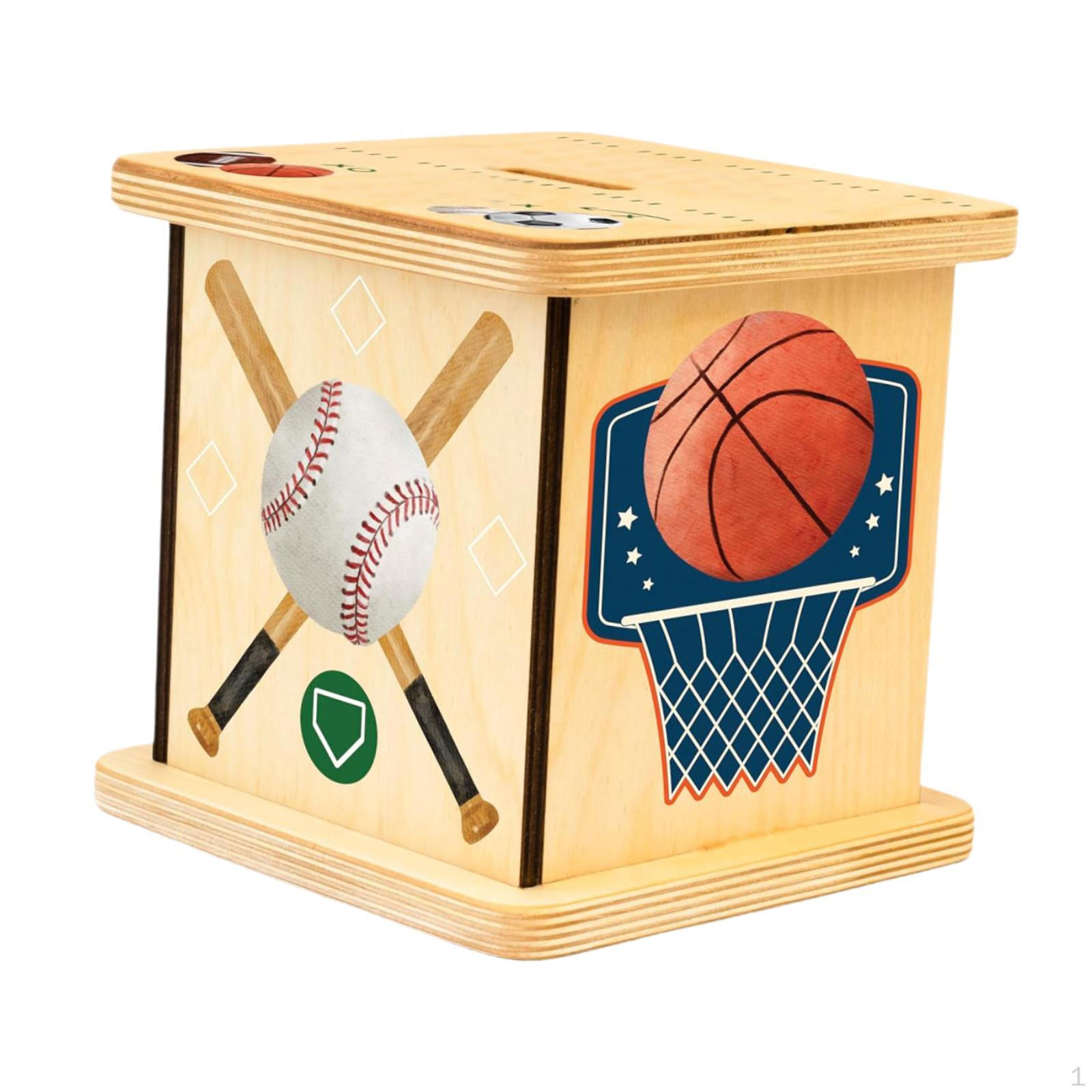 

Wooden Piggy Bank Money Saving Box Container Case Ornament Organizer Square for Home Basketball