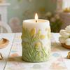 Stampo Candela di Pasqua Silicone Goffrato Coniglio Motivo Floreale Stampo Cilindrico per Realizzare Candele Forniture per Feste di Pasqua