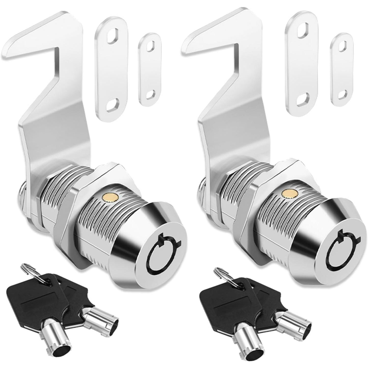 5/8 Inch Cabinet Cam Lock, Keyed Alike Hook Cam Lock, Zinc Alloy, 2 Pack, for RV Storage Compartment Door Tool Cart Mailbox Tool Box