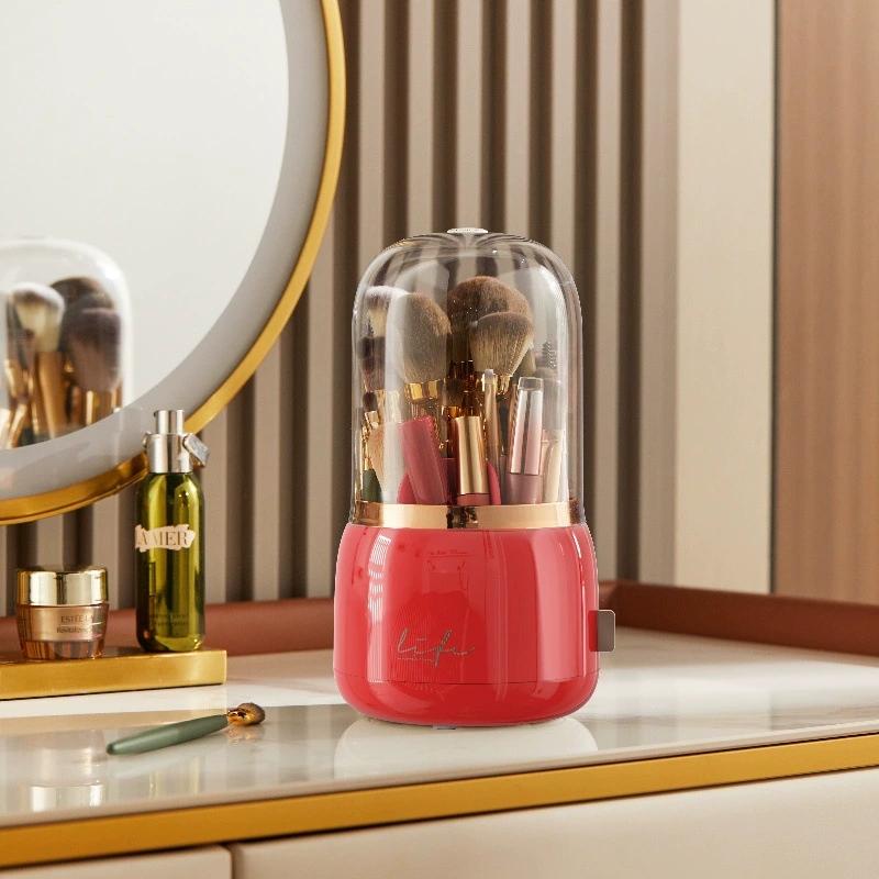 

Роскошный вращающийся на 360° контейнер для хранения кистей для макияжа, органайзер для косметики, пылезащитный контейнер для хранения помады и карандаша для бровей, тюбик для кистей
