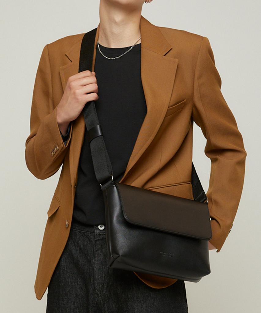 National Publicity Anza Sf Leather Messenger Crossbody Bag