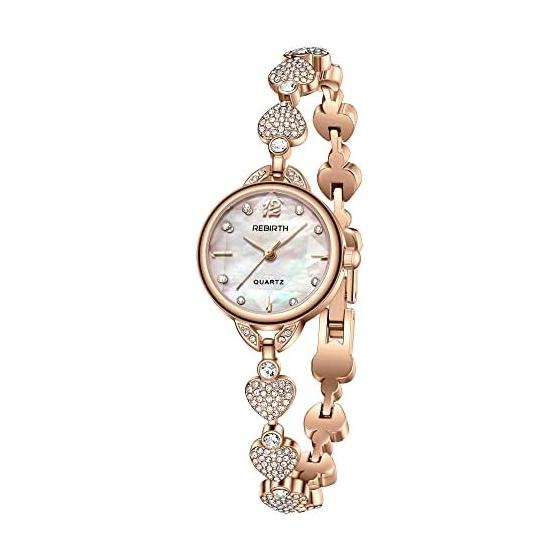 Women s Watch Bracelet Analog Seashell Case 3ATM Waterproof Glitter Diamond Heart Belt Cute Stylish Women s Watch Rose Gold Fashion Watch Women s