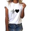 Fashion Women's Loose Short-Sleeved Heart Print T-Shirt Casual O-Neck Top