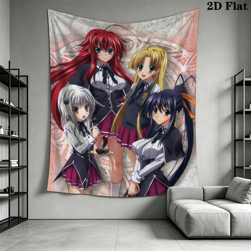 High School DxD Wall Tapestry Aesthetic Wall Hanging Printed Fabric Blanket Decorative Tapestries for Bedroom Living Room Home Decor