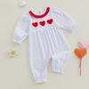 Baby Mädchen Valentinstag Strampler Liebesherz Schleifenmuster Rüschen Rundhalsausschnitt Langarm Neugeborenen Jumpsuit