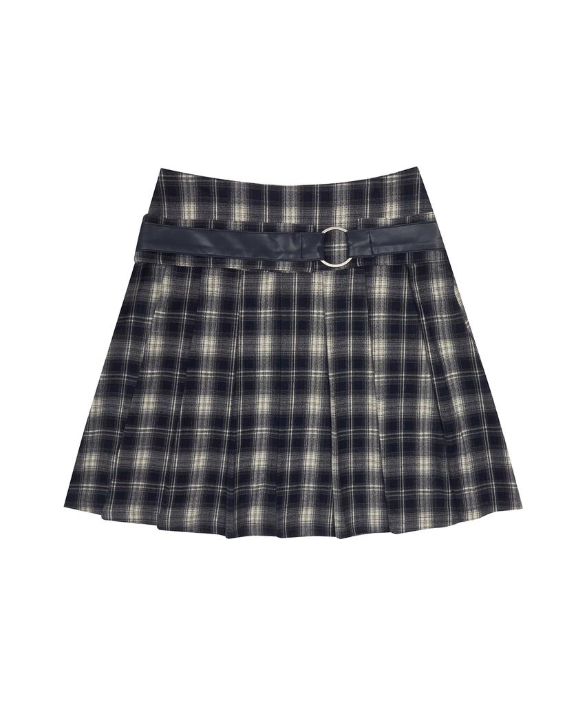 Love Is True Gt Belt Check Skirt(Navy)