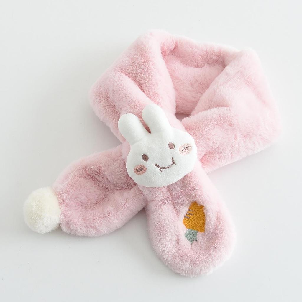 Dziecięcy Pluszowy Szalik z Kreskówkowym Królikiem: Wiatroodporny komin jesienno-zimowy