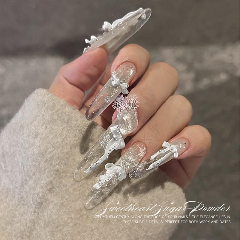 48/72Pcs Nail Satin Light Nail Charms Bowknot Jewelry Soft Carved Resin Bow Tie Nail Art Decoration Ribbon Bow  Diy