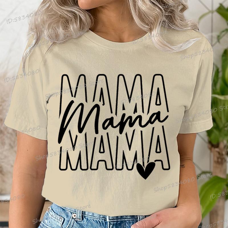 Mothers Day Mama Tshirts Stacked Mama for Ladies Tops Mom Life Short Sleeve Tshirt Crew Neck Gift for Mom Summer Tops Clothes