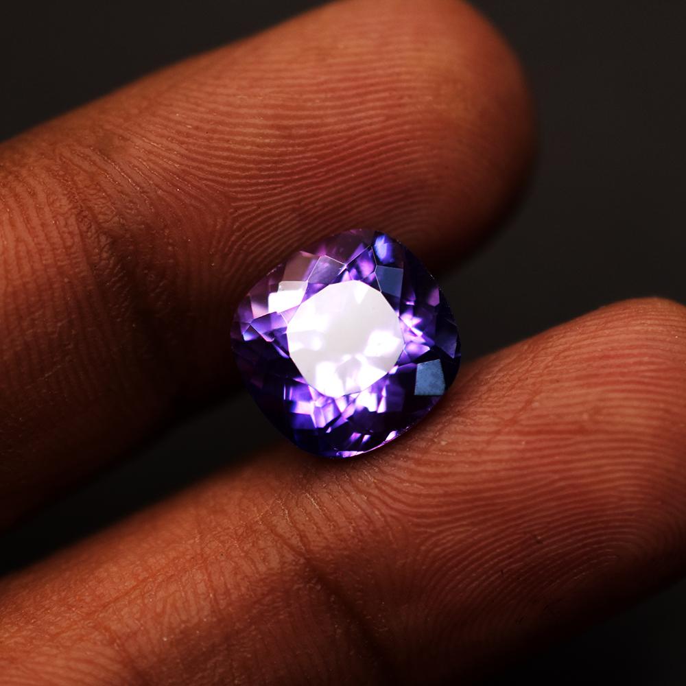 Natural Purple Sapphire Loose Gemstone 6.40 ct Square Cushion September Birthday Birthstone